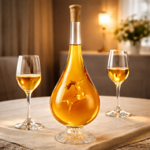 Húzott nyakú csepp formájú palack, benne Szarvassal - 0,5 L