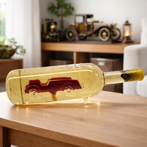 Hengeres fektethető palack, oltimer autó  0,5 liter