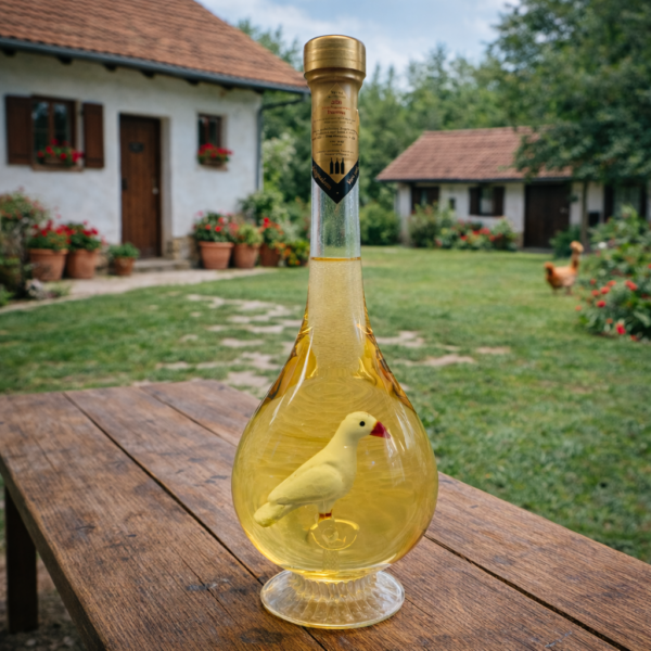 Húzott nyakú talpas csepp formájú palack, békegalamb 0,5 liter