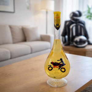 Húzott nyakú talpas csepp formájú palack, motoros 0,5 liter