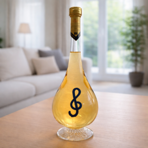 Húzott nyakú talpas csepp formájú palack, violin kulcs 0,5 liter